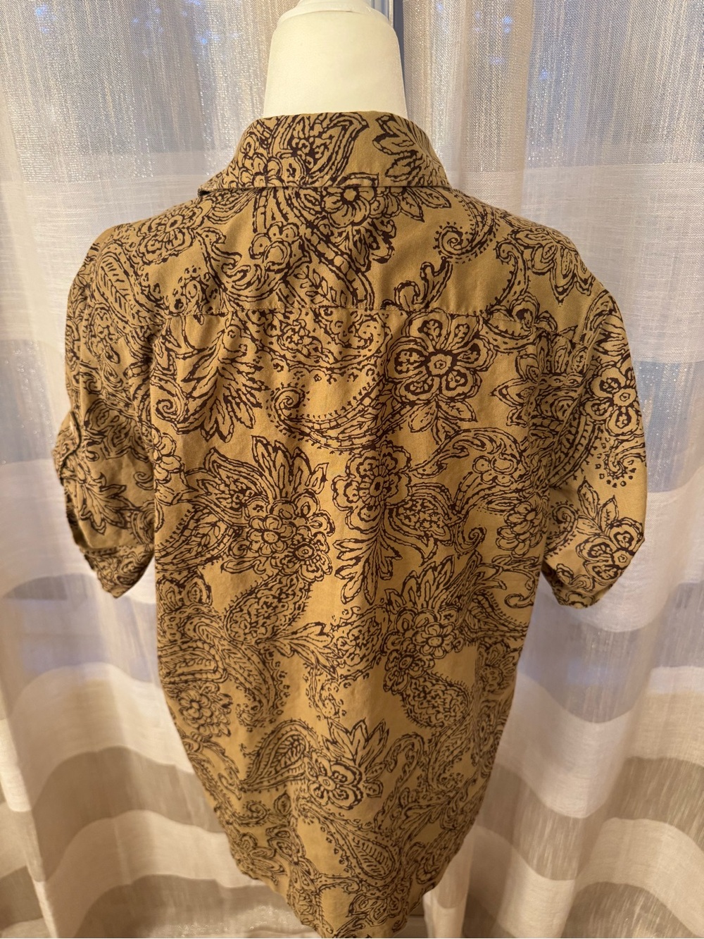 Lauren Ralph Lauren Tan and Black Paisley Short-Sleeve Button-Down Shirt - Picture 4 of 5